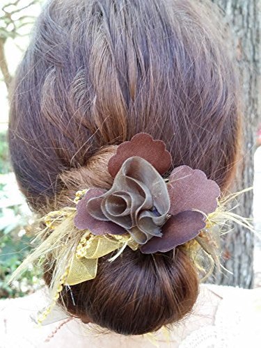 No Slip One Size Elastic Decorative Floral Hair Tie Band for Braids Bun Chignon Ponytail Bride and Bridal