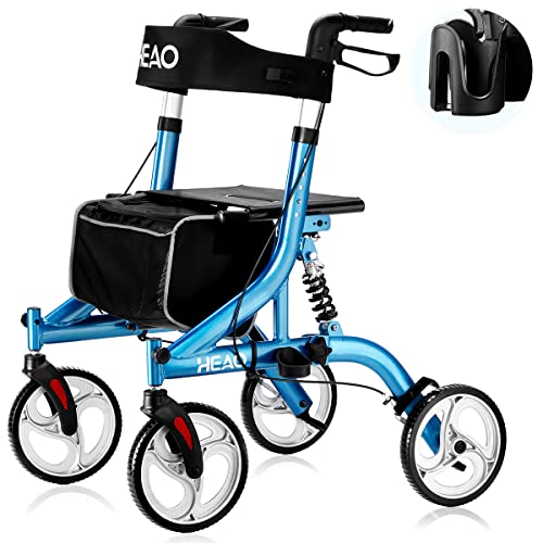 HEAO Rollator Walker With Seat For Seniors,4 X 10" Wheels Walker With