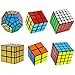RRecomfit 6-Pack Popular Speed Cube Puzzle – Including 2x2x2 3x3x3 4x4x4 5x5x5 Speedcubing White Puzzle, Megaminx Puzzle Cube Gold Black Mirror Cube