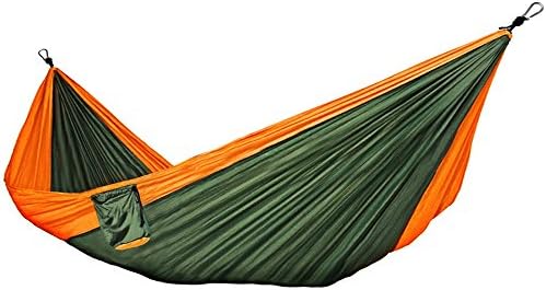 Single &amp; Double Camping Hammock - Lightweight 210T Nylon Outdoor Portable Hammock with Tree Straps &amp; Steel Carabiners, Best Parachute Hammock For Backpacking Travel Beach Yard (Double, Green)