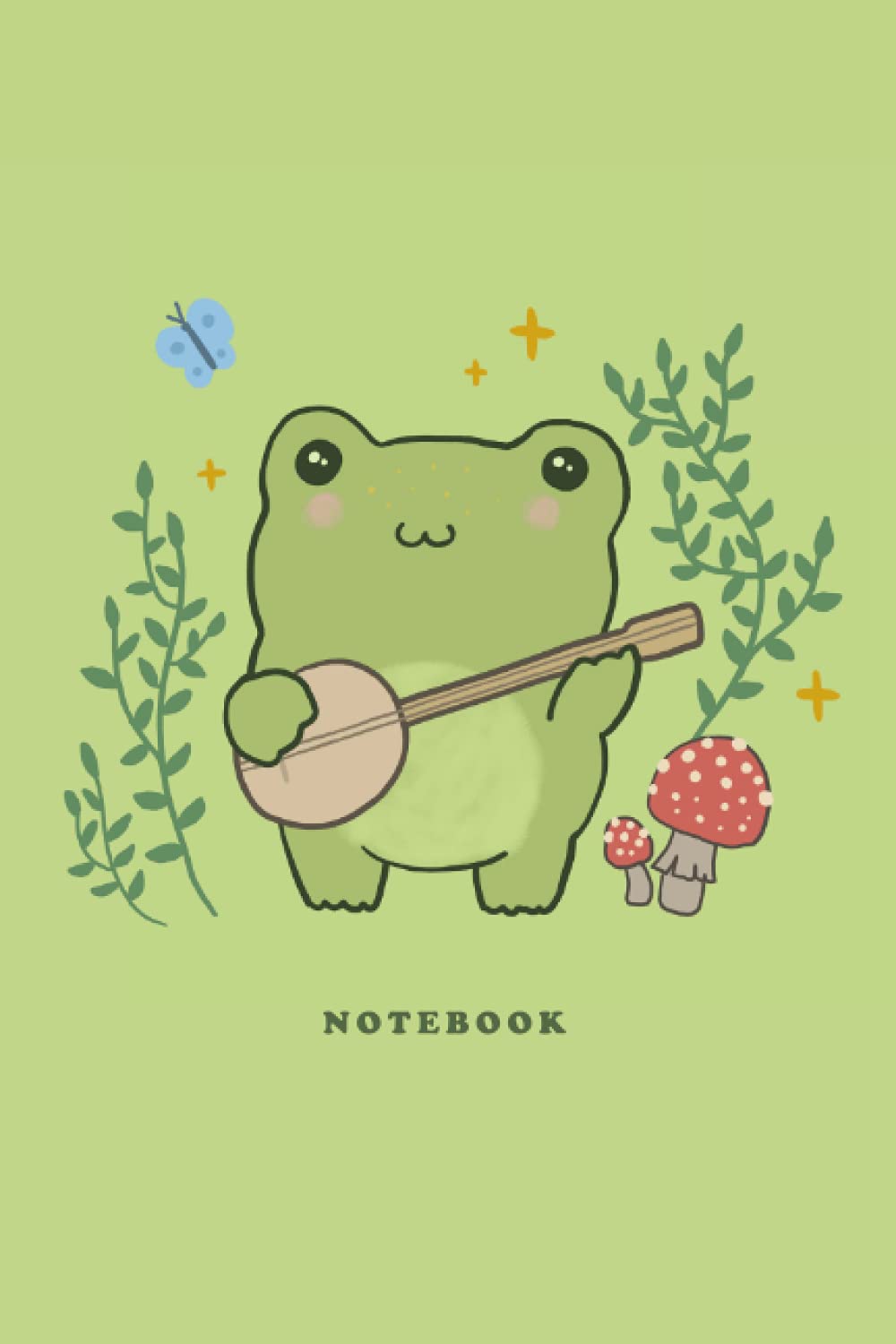 Notebook: Cute Cottagecore Frog Playing 