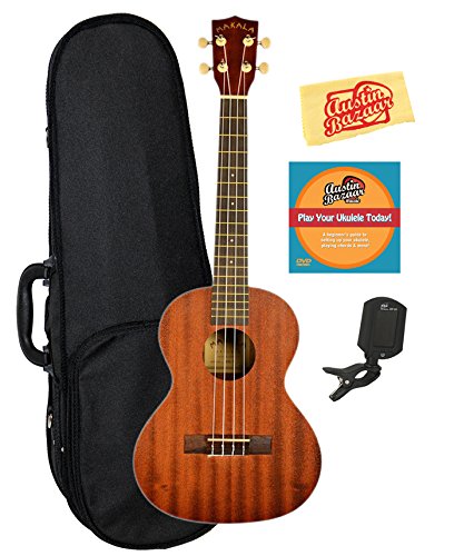 Kala mk-t makala tenor ukulele bundle with hard case, clip-on tun…