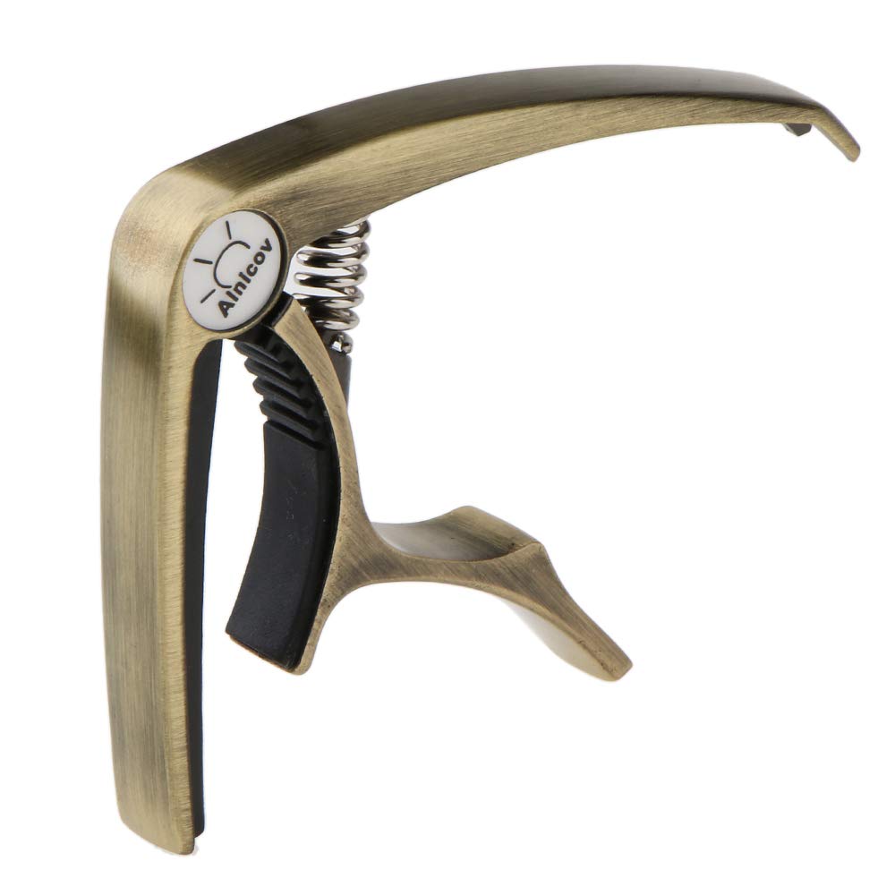 Alnicov Guitar Capo Clip Tuning Clamp Trigger with Peg Puller Tool for Acoustic and Electric Guitars Bass Ukulele Accessories (3 Colours Available) - Bronze