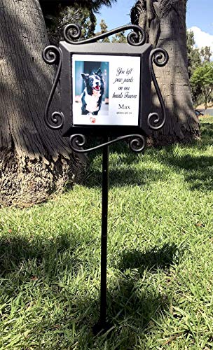 Wrought Iron Pet Memorial Garden Stake with Personalized Ceramic Tile Insert