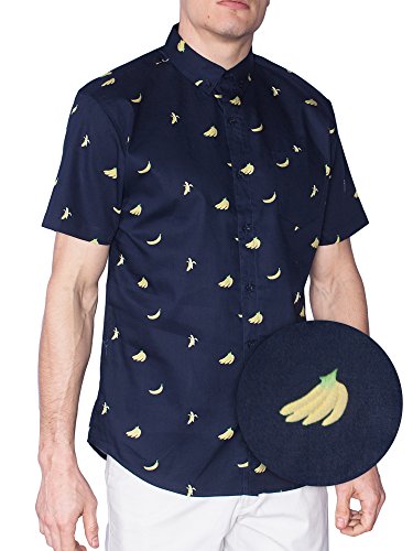 VisiveMen’s Short Sleeve Button Down Novelty Print Shirts – Casual Collared Summer Vacation Shirts for Men – Big & Tall Sizes S–4XL