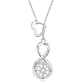 OHAYOO Compass Pendant Necklace 925 Sterling Silver I'd be Lost without You Infinity Compass Jewelry Gift for Wife Goodfriend, Valentines Day, Anniversary, Graduation Travel Outfit