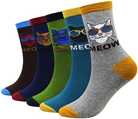 Cansok Men Animal Fun Novelty Dress Crew Socks Pack of 5