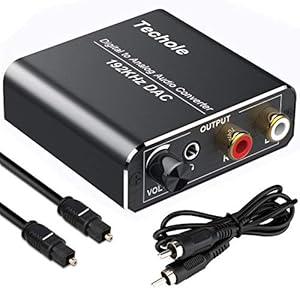DAC-converter met volumeregelaar Techole DA converter aluminium 192 kHz audio converter Digital SPDIF Toslink naar…