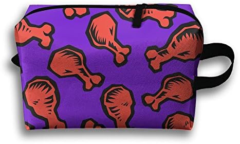 Ztrb Chicken Leg Pattren Portable Make-Up Zipper Pouch Beauty Cosmetic Bag Carry Case Brush Organizer Toiletry Hanging Storage Bag Sewing Kit Medicine Bag