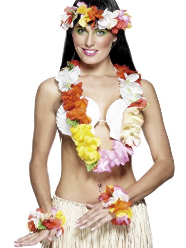 Smiffys Adult Hawaiian Luau Party Costume Flower Lei Set