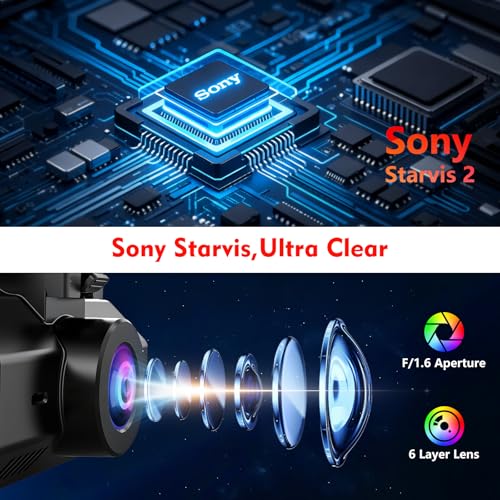 4K 3 Channel Dash Cam Front and Rear Inside Camera with STARVIS 2,4K+2.5K+2.5K Dashcam for Cars,Built-in 5G Wi-Fi & GPS,64GB Card,Loop Recording,HDR,Night Vision,Voice Guidance,24H Parking Mode