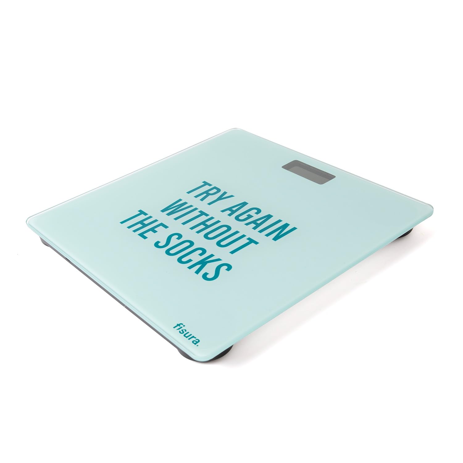Fisura - Digital bathroom scale "try again". Glass bathroom scales. Electronic bathroom scales up to 180 kg and 50 g accuracy, Step-On technology. 30 x 30 cm