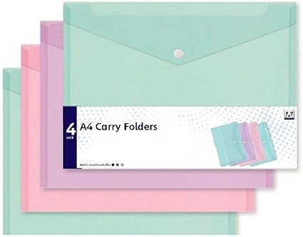 4 Portafogli In Plastica Assortiti Color Pastello Formato A4 Per Il Trasporto Con Chiusura A Scatto Colore Rosa Acqua Amazon It Cancelleria E Prodotti Per Ufficio