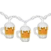 Oviejo 3D Beer Mug String Lights, Celebration St Patrick's Day Decor, 8.5 Ft Party Cup Light with 10 Beer Cups, Connectable Beer Fairy Summer Patio Lights for Bar Birthday Bedroom Summer Club