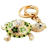 JTTBIGV Cute Animal BlingBling Crystals Keychain Animal Charm Keyring Car Bag Wallet Purse Handbags Cars Key Pendant Decor (Green Turtle)