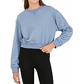Amazhiyu Women's Pullover Cropped Sweatshirt Long Sleeve Crewneck Crop Tops