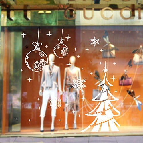 Magic Candle Merry Christmas Home Decor Stickers - Snowflakes, Ball, Christmas Tree - Decorative Home Decor Wall Art For Living Room Bedroom Bathroom Office Home Decoration