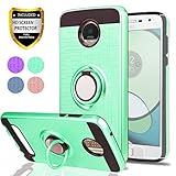 Moto Z2 Play Phone Case with HD Screen Protector,Ymhxcy 360 Degree Rotating Ring & Bracket Dual Layer Resistant Back Cover for Motorola Moto Z Play (2nd Gen.)-ZH Mint