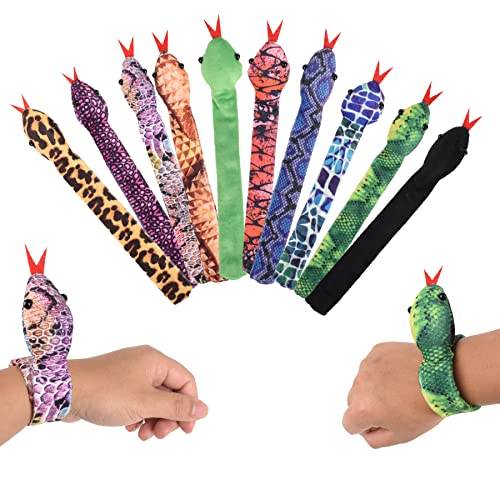 VYNYJOAN 10PCS Assorted Snake Slap Bracelet Animal Slap Bracelet Halloween Birthday Party Favors