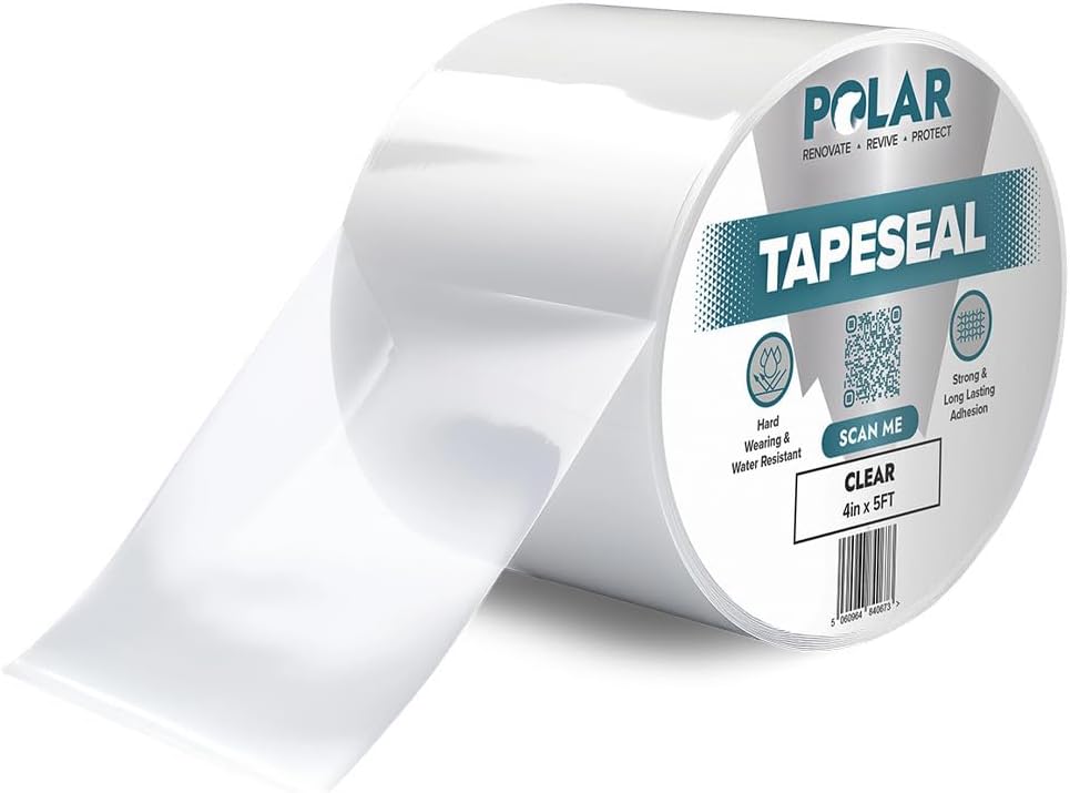 Polar TapeSeal Clear 4in x 5ft Rubberised Waterproof Repair Tape