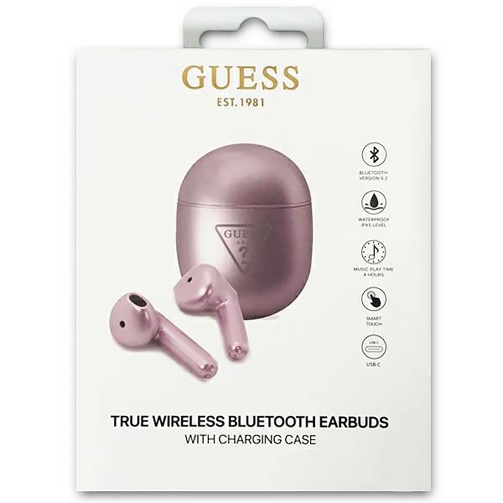 GUESS Bluetooth Headphones GUTWST82TRU TWS + Docking Station Purple Triangle Logo