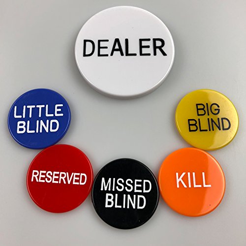 YH Poker Set of 6 Professional Casino Texas Holdem Poker Dealer Buttons