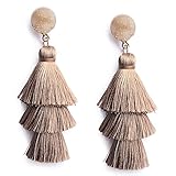 Me&Hz Bohemian Tiered Thread Tassel Earrings Fashion Brown Chandelier Drop Dangle Earrings for Women Girls