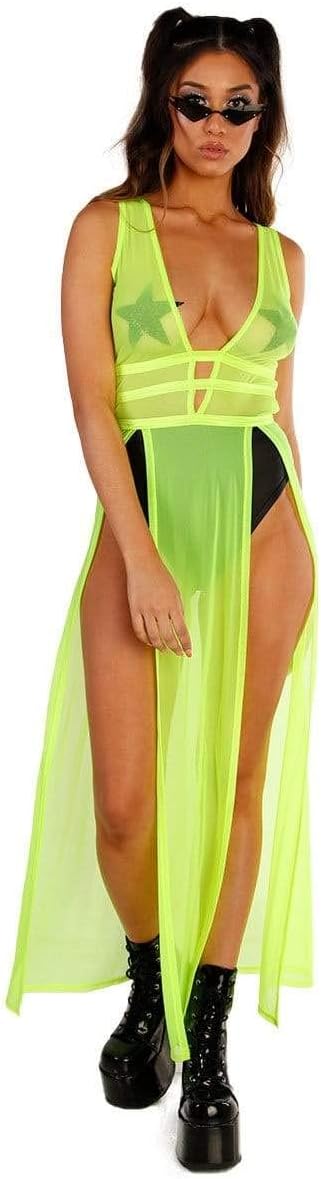 Women's Sheer Rave Dress See Through Cutout Festival Dresses