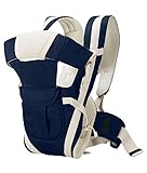 BabyGo Adjustable Hands-Free 4-In-1 Baby Carrier Bag with Waist Belt (Navy Blue)