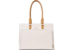 BOSTANTEN Leather Briefcase for Women Vintage 15.6 inch Laptop Bag Business Tote Shoulder Handbag Beige
