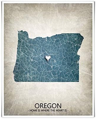 Oregon State Map Artwork Print 11x14 in Black - Original Artwork - Fine Art Print by TRArtStudios