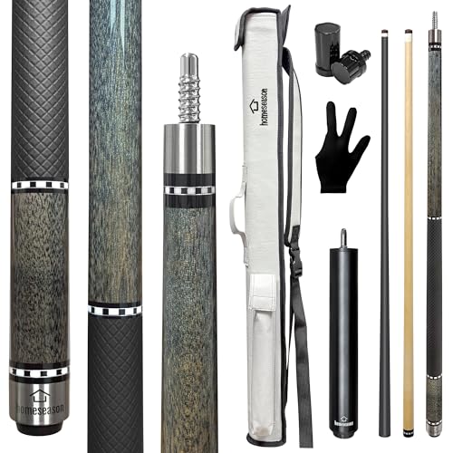 HomeSeason 3-in-1 Carbon Fiber/Maple Wood 19oz Pool Cue Stick 58" Professional Billiard