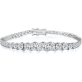 MDFUN Cubic Zirconia Tennis Bracelet for Women Men 18K White Gold Plated | Graduated CZ Bracelet | Size 6-9 inches