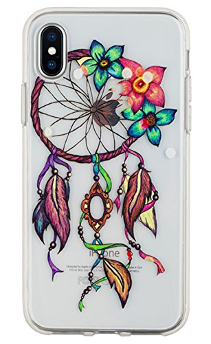iPhone X Case, iPhone 10 Case, 3Cworld Ultra Thin Clear Art Pattern Crystal Gel TPU Rubber Flexible Slim Skin Soft Case for iPhone X (Dream Catcher - Colorful)