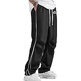 ABSECAI Mens Baggy Sweatpants Straight Wide Leg Y2k Elastic Waist Casual Track Active Pants