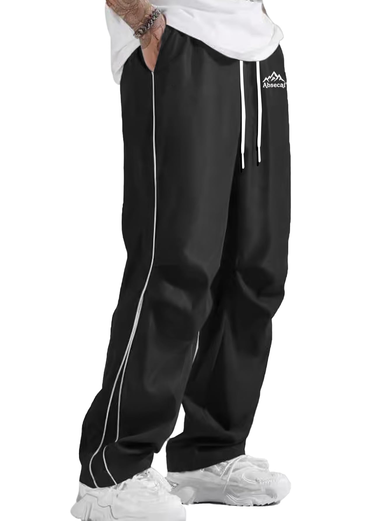 ABSECAI Mens Baggy Sweatpants Straight Wide Leg Y2k