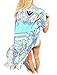 NFASHIONSO Women's Sheer Chiffon Bikini Swimwear Printed Bathing Suit Kimono Cover Up Blue