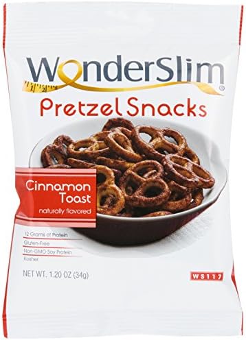 WonderSlim High Protein Pretzel Snacks - Low-Carb Diet Healthy 12g Protein Snack For Weight Loss, Cinnamon Toast, 10 Bags