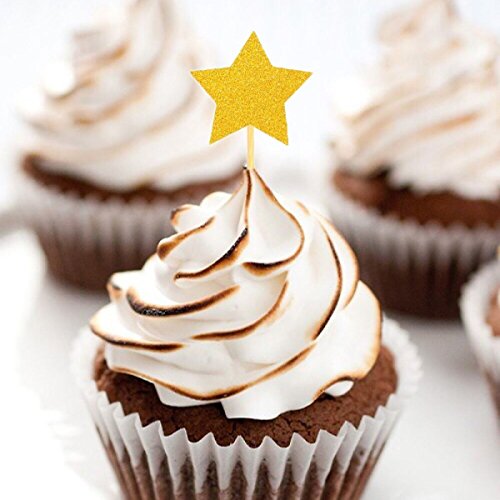 36 Pcs Twinkle Gold Star Cupcake Toppers DIY Glitter Mini Birthday Cake Snack Decorations Picks Suppliers Party Accessories for Wedding Baby Shower - Thumbnail 6
