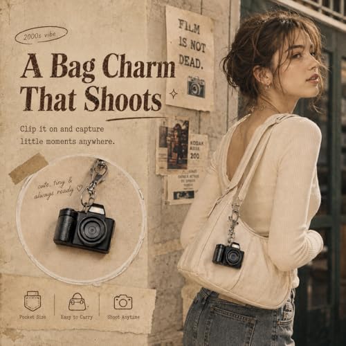 Maxmango Mini Retro Digital Camera - 1080P FHD Portable Camcorder with 1.3" Screen, Mini Thumb Camera Pocket Keychain for Travel and Vlogging, Gift Idea (Black)