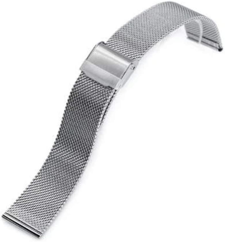 18mm, 20mm or 22mm Classic Vintage Knitted Superfine Wire Mesh Band, Polished IP Gold