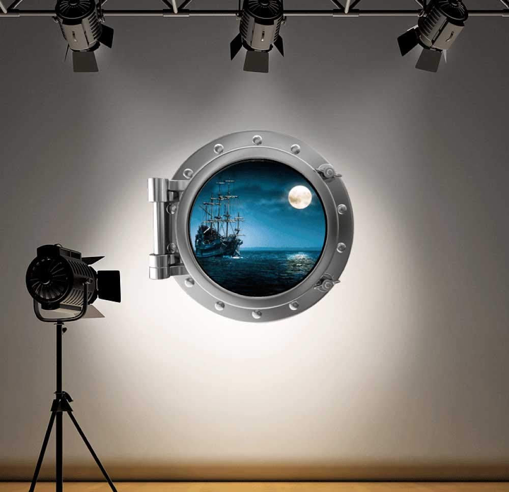 60 Second Makeover Limited Full Colour Pirate Ship Porthole Boys Wall Stickers Decal Kids Bedroom Decoration Pirate Accessories Treasure Chest Wall Stickers Kids Room Decor 60 x 60cm
