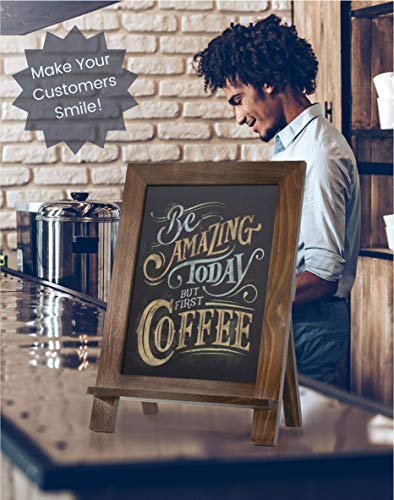 ChalkPro Wooden Framed Standing Chalkboard Sign + Includes White Chalk Marker | Magnetic Non-Porous Memo Board | Rustic Décor for Kitchen, Home, Bar, Countertop, Wedding, Café, Party, and Restaurant - Thumbnail 5