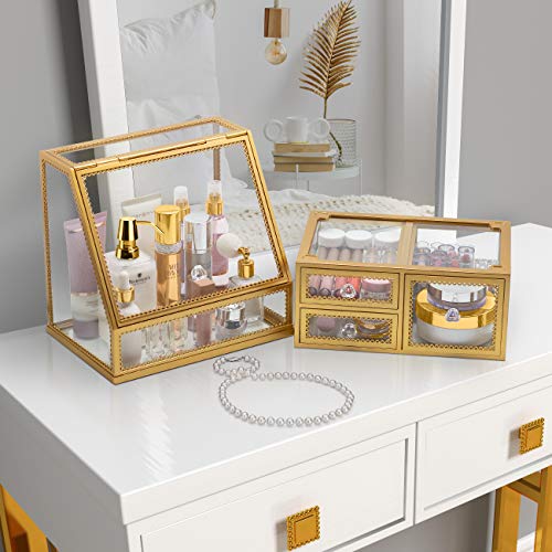 Sorbus Makeup Organizer Countertop Acrylic, 2Piece Stackable Design