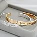 Mecoo Womens Charm Bangle Silver＆Gold Color Letter Carve 