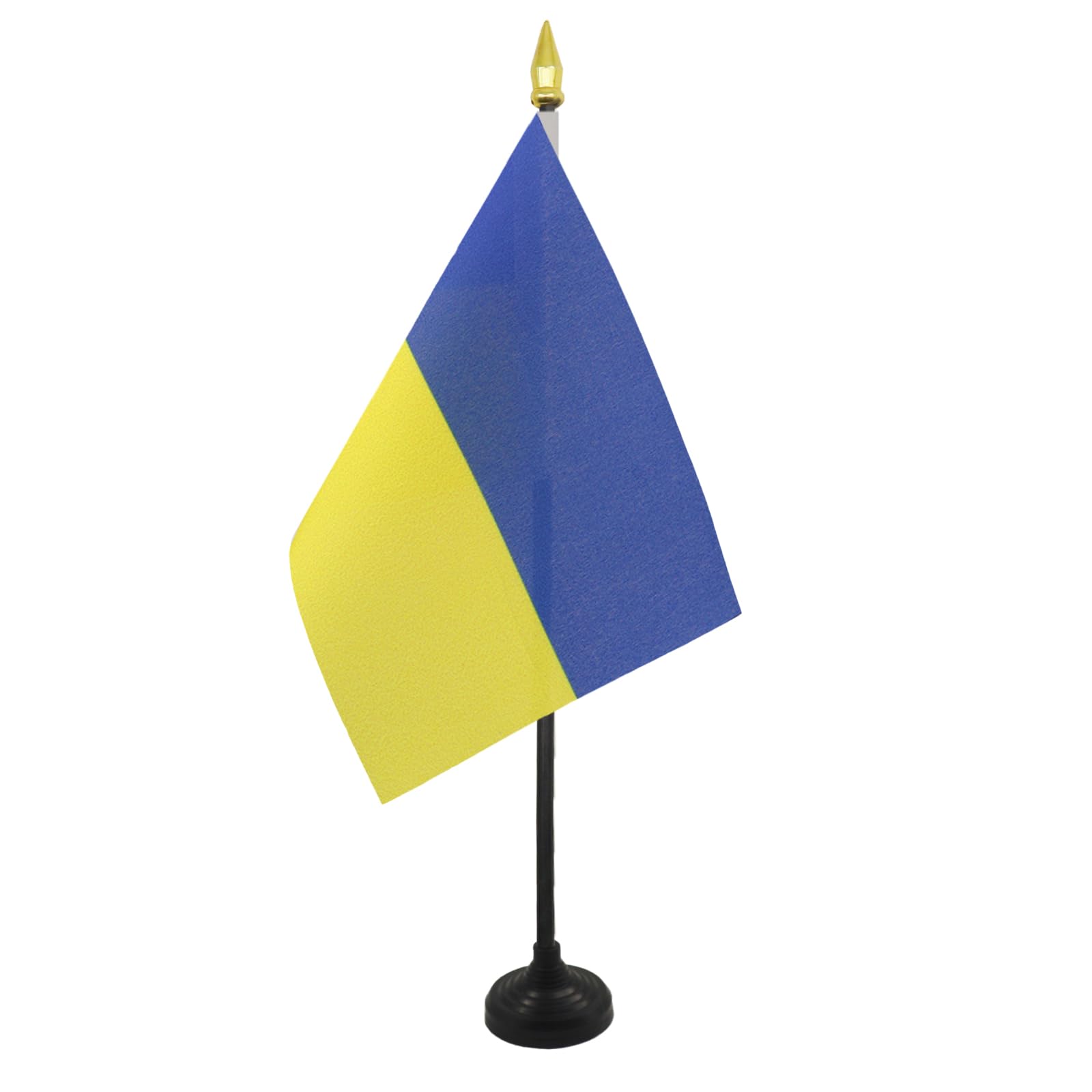 AZ FLAG - Ukraine Table Flag 4'' x 6'' - Ukrainian Mini Desk Flag 100% Polyester 15 x 10 cm - Office Mini Banner with 10'' Pole - Golden Spear