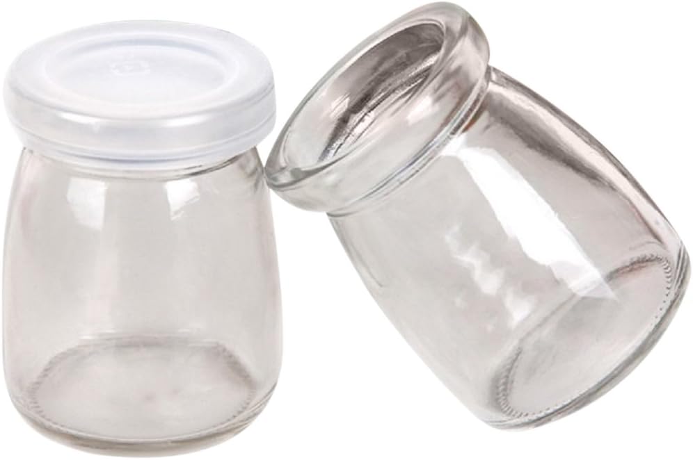 Daily Home 3 Piece Pudding Jar with Lid, Spoon and Stickers Replacement Glass Jars for Yogurt, 150ml