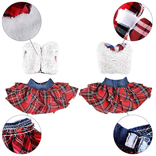yamaso Santa Couture Clothing for elf Doll (Fluffy Vest+ Plaid Skirt + Bathrobe)