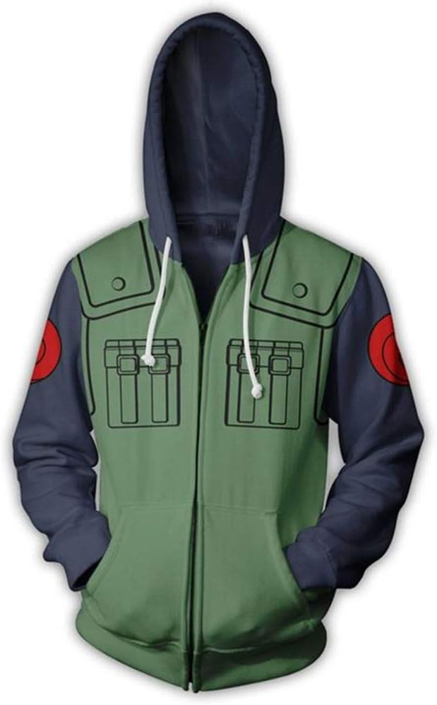 Ainuno Men 3D Printed Naruto Hoodie Zip/Pullover Anime Thin Hooded Sweatshirt