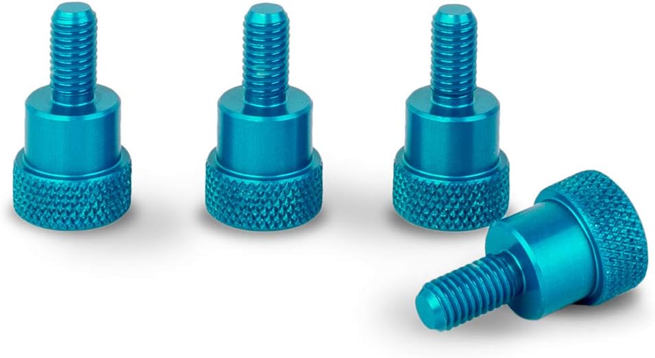 PrecisionGeek Blue Aluminium Shoulder Knurled Screws M5 x 10mm